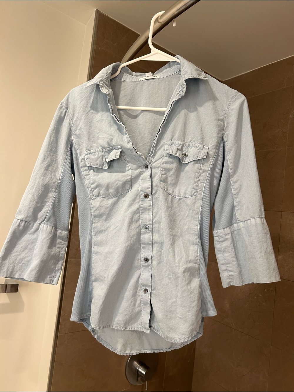 James Perse Pale Blue Button-Front Women's Shirt